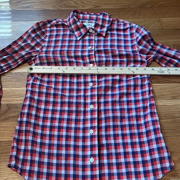 Vineyard Vines Womens sz 00 Gingham Red Blue Cotton Button Down Blouse Shirt‎ - Picture 3 of 7